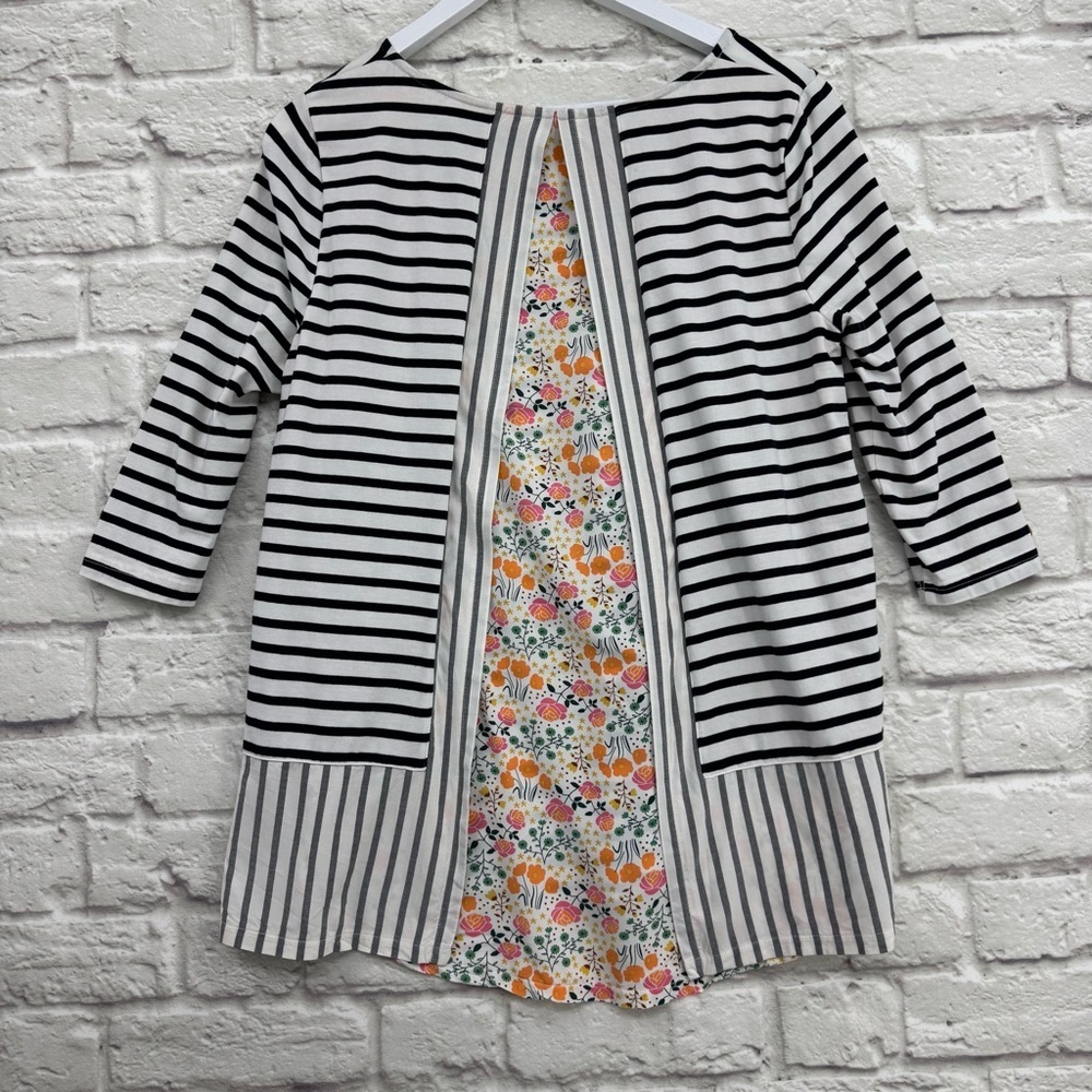 Matilda Jane Joanna Gaines Harvest Days Top M Mixed Media Striped Floral Tunic